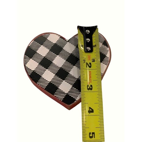 Valentine Buffalo Plaid Heart Red Rustic Home Kitchen Decor Accent Farmhouse - Picture 2 of 5